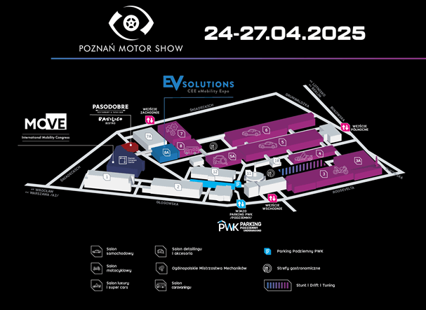 plan pawilonów poznan motor show 2025